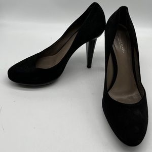 Bottega Veneta Black Suede Closed Toe Inverted Heel Pump sz 38.5